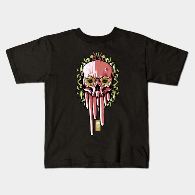 Skull and flowers Kids T-Shirt by fakeface